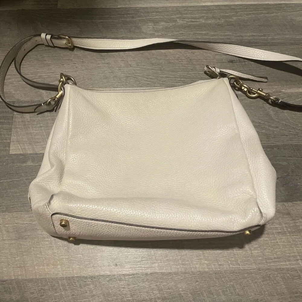 Coach Shay Shoulder Bag Pebble Leather Cream Bone Ivory 93811 Brass